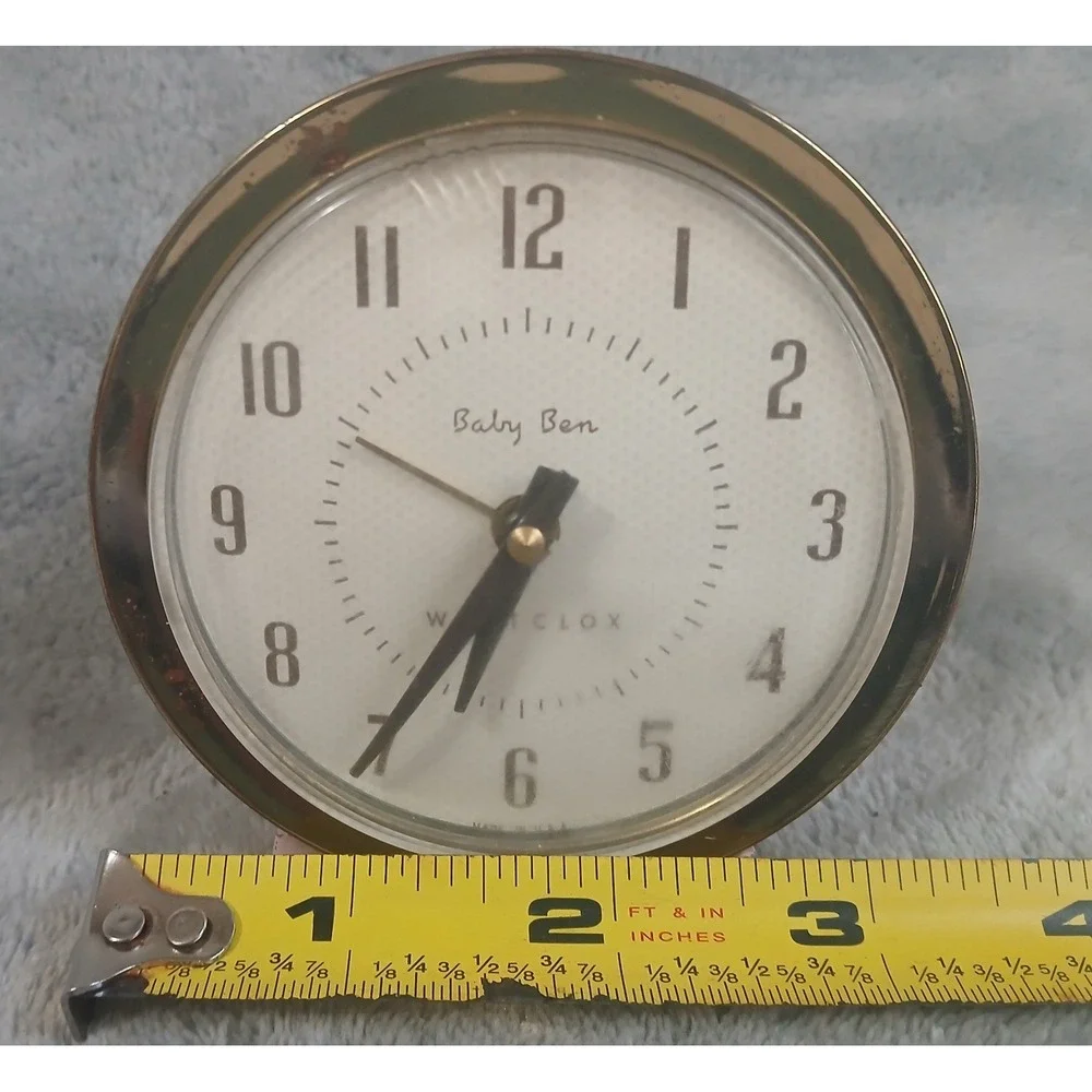 Vintage Westclox Baby Ben Alarm Clock Pink Gold MCM Mid Century Made in USA